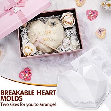 123 Pcs Heart Silicone Molds Set Includes 1x Breakable Heart Mold,1x 8 Cavities Heart Mold,15x Wood Hammers,2x Number and Letter Molds,2x Popsicle Molds,100x Popsicle Sticks,2x Chocolate Bomb Molds