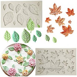 2 pcs Assorted Leaf Fondant Mold,3D Leaf Silicone Mold for Chocolate Candy Sugar craft Cake Decoration Cupcake Topper Polymer Clay