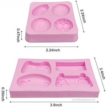 3 Pack Chocolate Fondant Molds Game Controller Mold Ball Cake Silicone Molds Football Basketball Baseball Rugby Candy Molds for Cake Decoration Resin Polymer Clay Pudding Keychain Pink