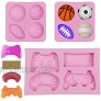 3 Pack Chocolate Fondant Molds Game Controller Mold Ball Cake Silicone Molds Football Basketball Baseball Rugby Candy Molds for Cake Decoration Resin Polymer Clay Pudding Keychain Pink