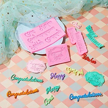 3 Pieces Happy Birthday Cake Mold Chocolate Best Wishes Letters Silicone Mold Biscuit 、 Tool Congratulation Letters Silicone Mold for Cake Topper Decoration Pudding Ice Cream Jelly Pink