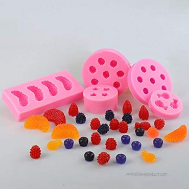 5Pcs Fruit Shaped Jelly Molds 3D Mini Pineapple Strawberry Orange Blueberry Mulberry Candle Silicone Fruit Mold for Cupcake Decorating Soap Chocolate