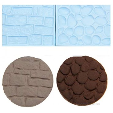 6 Packs Fondant Impression Mat Mold Set Embossed Tree Bark Brick Wall Flower Cobblestone Stone Wall Texture Design