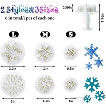 7 Pieces Snowflake Mold Set Includes 6 Pieces Snowflake Plunger Cutters and 3D Snowflake Silicone Molds Snowflake Christmas Fondant Molds for Party Decoration Polymer Clay Crafting Projects