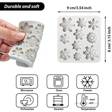 7 Pieces Snowflake Mold Set Includes 6 Pieces Snowflake Plunger Cutters and 3D Snowflake Silicone Molds Snowflake Christmas Fondant Molds for Party Decoration Polymer Clay Crafting Projects