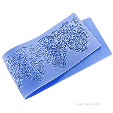 Cedilis 5 Pack Silicone Lace Mold Fondant Lace Molds with Assorted Lace Texture Flower Pattern Lace Mat for Cake Decorating Blue