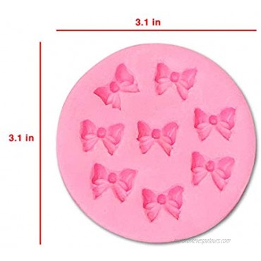 Clever Monster 8 Mini Bows Silicone Mould Fondant Sugar Bow Craft Molds DIY Cake Decorating Mini Bow Silicone Fondant Mold Bowknot Candy Chocolate Mold Cake Cupcake Decoration for Birthday Party