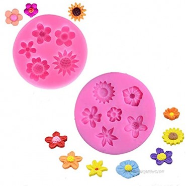 Flower Fondant Cake Molds-5 Pcs-Daisy Flower,Rose Flower,Chrysanthemum Flower and Small Flower,Candy Silicone Molds Set for Chocolate Fondant Polymer Clay Soap Crafting Projects & Cake Decoration