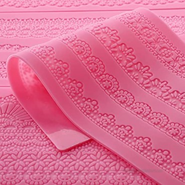 Hedume Set of 4 Sugar Edible Cake Silicone Fondant Impression Lace Mat 15.5 Large Silicone Lace Mold Fondant Lace Molds Flower Pattern Molds Craft Tools for Cake Decorating