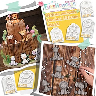 Jungle Animals Fondant Silicone Molds Sugarcraft Cake Decoration 6-count Height 2.6-3.6inch