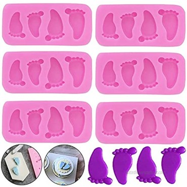 KuuGuu 6 PCS Baby Foot Prints Silicone Molds,Fondant Soap Mold Baby Shower Cake Topper Decoration DIY Baking Mould for Sugarcraft Cake Chocolate and Crafting