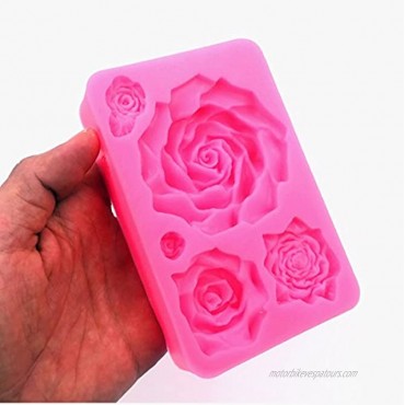 Large 5 Assorted Sizes Roses Resin Fondant Candy Silicone Mold for Sugarcraft Cake Decoration Cupcake Topper Chocolate Butter Jewelry Polymer Clay Soap Making