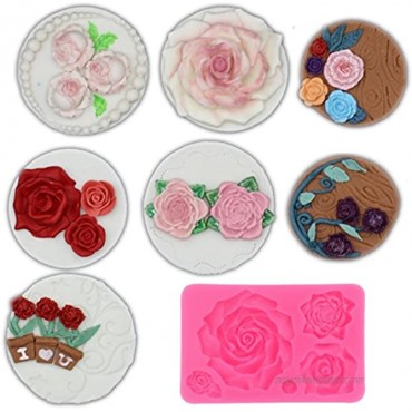 Large 5 Assorted Sizes Roses Resin Fondant Candy Silicone Mold for Sugarcraft Cake Decoration Cupcake Topper Chocolate Butter Jewelry Polymer Clay Soap Making