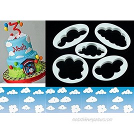 LOKMAN Set of 5 Fluffy Fondant Cloud Cutter Gum Paste Cutter,Cookie Cake Mold Fondant Cutter Sugar Craft Fondant Decorating Tools Cloud