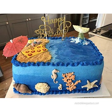 Marine Theme Fondant Silicone Mold（6 PACK）,Seashell,Mermaid Tail,Seaweed,Coral,Seahorse,Sea Turtle,Fish DIY Handmade Baking Tools for Mermaid Theme Party Cake Decoration