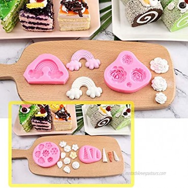 Mini Unicorn Mold Set Unicorn Horn Rainbow Flowers Silicone Cake Fondant Mold Cupcake Toppers Mold for Candy,Chocolate,Fondant,Polymer Clay,Soap,Crafting Projects & Cake Decoration