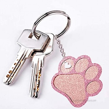 Mity rain 4 Pcs Love Paw Print Keychain Silicone Resin Molds Heart Dog Paw Candy Fondant Mold with 20 Pcs Keyrings for DIY Mother's Day Valentine's Day Gifts Dog Tag Polymer Clay Cake Decorating