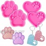Mity rain 4 Pcs Love Paw Print Keychain Silicone Resin Molds Heart Dog Paw Candy Fondant Mold with 20 Pcs Keyrings for DIY Mother's Day Valentine's Day Gifts Dog Tag Polymer Clay Cake Decorating