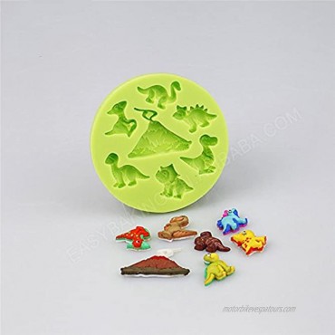 MoldFun Small Size Dinosaur Silicone Mold for Fondant Cake Cupcake Decorating Candy Gum Paste Polymer Clay 3.1x3.1x0.4 T Rex,Triceratops Plesiosaur Pterosaur Stegosaurus Included
