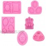Photo Frame Fondant Mold 6 Pack Picture Frames crown flower Silicone Mold for Cake Decorating Sugar Gum Paste Chocolate Cookies Resin Polymer Clay Pink