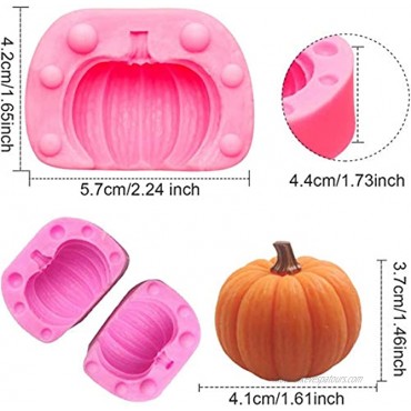Rainmae 5Pcs Autumn 3D Pumpkin Silicone Mold Mini Pumpkin Mold for Thankgiving Cupcake Molds Maple Leaves Fondant Cake Decorating Chocolate Candy Clay Moulds for Fall Thanks Giving