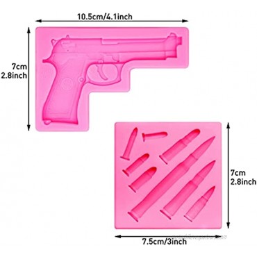Rainmae Mini Machine Gun Silicone Molds Pistol Shaped Silicone Baking Molds Cupcake Topper Fondant Cake Decor Tools for Making Cake Chocolate Candy Polymer Clay Crafting Jewelry Making