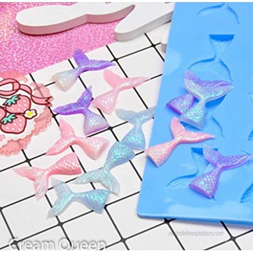 Sakolla 16 Cavity Mermaid Tail Silicone Mold for Fondant Cake Decoration Chocolate Soap Candy Jello Cupcake Topper Gumpaste Clay Ice,