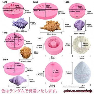 Seashell Sea Urchin Candy Silicone Molds for Fondant Cake Decoration Cupcake Topper Chocolate Soap Polymer Clay Resin Epoxy Concrete Cement Plaster Craft Projects 7-in-set Large