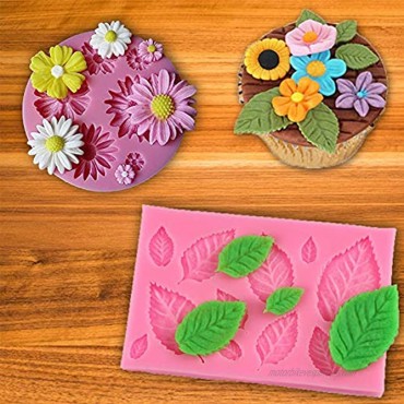 SIENON 33 Cavity Rose Flowers and Leaves Fondant Candy Silicone Molds For Sugarcraft Cupcake Toppers Soap Polymer Clay,Crafting Projects，Wedding and Birthday Cake Decoration