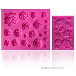 SIENON 33 Cavity Rose Flowers and Leaves Fondant Candy Silicone Molds For Sugarcraft Cupcake Toppers Soap Polymer Clay,Crafting Projects，Wedding and Birthday Cake Decoration