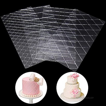 Transparent Cake Fondant Impression Mat Cake Fondant Baking Decoration Tools,Square Diamond Grid Border Vine Lace Texture Embossed Mat for Cake Decorating 4
