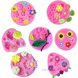 Vpqnee 7 Pieces Flower Fondant Mold Set Mini Flowers Silicone Chocolate Candy Molds for Cake Cupcake Decorating Cake Pops Polymer Clay Crafting Projects Candy Melts