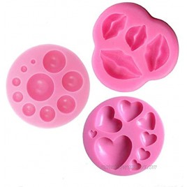 Wedding Fondant Cake Molds Set Lips,Heart and Dot Silicone Candy Mold for Cake Decoration Cupcake Topper Polymer Clay Soap Wax Making for Baby Shower Valentine's Day Party Supplies