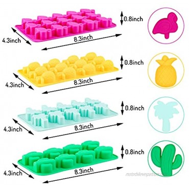 Whaline Hawaiian Silicone Chocolate Molds Summer Tropical Candy Moulds with Droppers Molds Ice Cube Tray Candy Mold for Kids Party's and Baking Mould Peanut Butter Cup Cake Decoration 4 Pcs