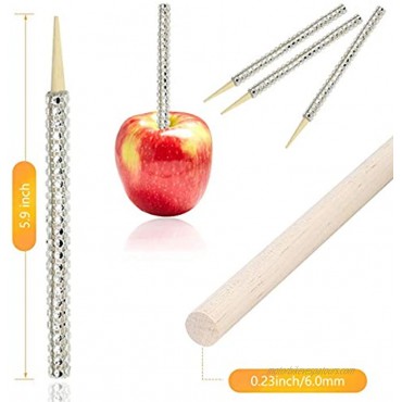 24 Pack Candy Apple Bamboo Sticks Caramel Apple Wooden Bling Pointed Skewers Food Sticks for Rice Krispy Treats Cookie Pops Brownies Homemade Corn Dogs with Glass Paper Bag Glitter Ribbons Tie