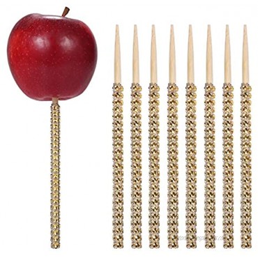 24ct Rhinestone Bling Bamboo Candy Apple Sticks 6 inch for Cake pop Chocolate Caramel Apple Skewers Buffet Party Favor Candy Making Accessories by Quotidian Gold