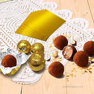 300 Pcs Foil Candy Wrappers,4 by 4 Inch Golden Aluminium Foil Chocolate Wrap Sheets,DIY Wrapping Paper for Candies,Sugar,Chocolate,Lollipops Packaging
