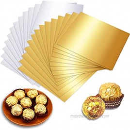 300 Pcs Foil Candy Wrappers,4 by 4 Inch Golden Aluminium Foil Chocolate Wrap Sheets,DIY Wrapping Paper for Candies,Sugar,Chocolate,Lollipops Packaging