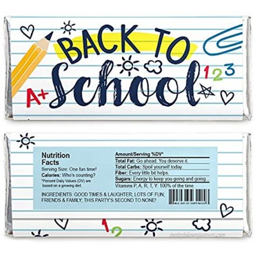 Big Dot of Happiness Back to School Candy Bar Wrapper First Day of School Classroom Decorations and Favors Set of 24