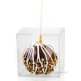 Candy Apple Boxes with Sticks 4x4x4 Clear Candy Apple Box with 20 Candy Apple Sticks Candy Apple Supplies Kit for 20 Sets