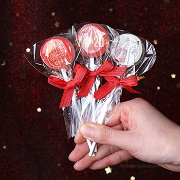 DIY Lollipop Treat Bag Set 100 Pcs White Lollipop Sticks 100 Pcs Lollipop Parcel Bags with 100 Pcs Colorful Bow Twist Ties