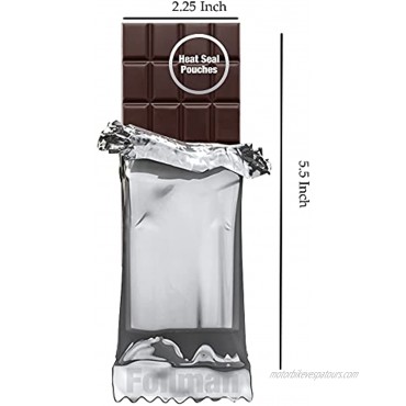Foilman Heat Seal Bags Metallized For Chocolate Bar Wrapping Color Silver Fits Bar Size 2.25 x 5.5 Inches 100 Pack