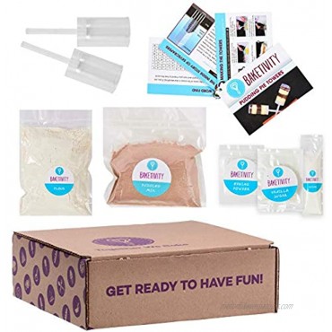 Baketivity Kids Baking Set Meal Cooking Party Supply Kit for Teens Real Fun Little Junior Chef Essential Kitchen Lessons Includes Pre-Measured Ingredients Pudding Towers