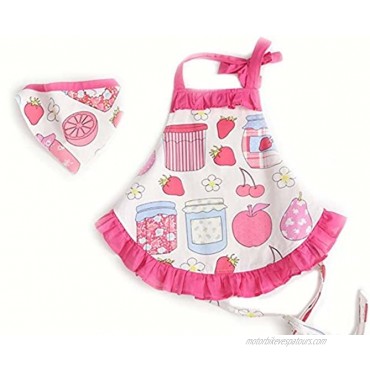 CRB Childrens Bakeware Chef Owl Girls Toddler Kids Apron with Matching Cute Headscarf Outfit Set 18 Months to 3T Apples