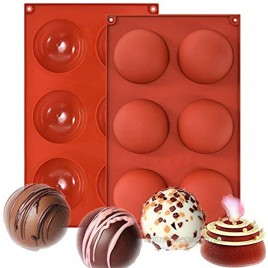 Hot Chocolate Bomb,Large 6-Cavity Semi Sphere Silicone Mold Best for Making Hot Chocolate Bomb Cake Jelly Dome Mousse2pcs