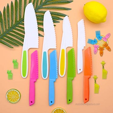 Kids Knife Set,Kids Safe Knives for Lettuce,Fruit,Bread,Cake,Salad,Animals Toothpicks Kids Food Fruit Picks Forks,Lunch Bento Box Forks Picks18 Pack