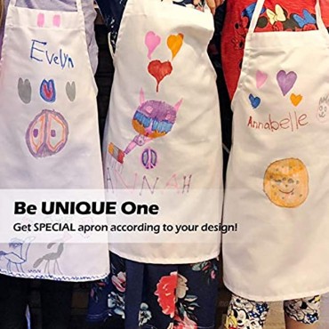 Novelty Place Kid's Apron with Chef Hat Set 3 Set Skin-friendly Children’s Bib with Pocket Cooking Baking Painting Training Wear Kid's Size 6-12 Year White