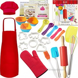 Real Baking Set Pastry Cooking Kit Supplies Includes Apron,Chef Hat,Oven Mitt,Rolling Pin,Real Baking Tools and Recipes Great Gift for Curious Beginners