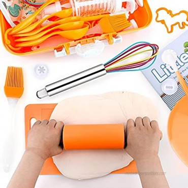 Veitch fairytales Kids Cooking and Baking Supplies Set 43 Pcs Includes Apron Hat Mitt and Utensils Dress Up Chef Costume Role Play Gifts for 3 4 5 6 7 8 Year Old Girls Boys
