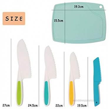 wexpw 9 Pieces Kids Kitchen Knife Set Plastic kids Cooking Supplies Knife and Cutting Board Firm Grip Kids Chef Nylon Cooking Knife for Fruit Cake Salad Lettuce Knife